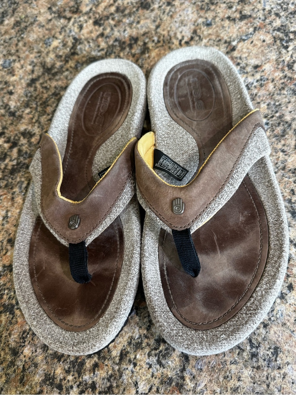 Teva Women's Mush Brown Leather Flip Flops Thongs Sandals Size 9